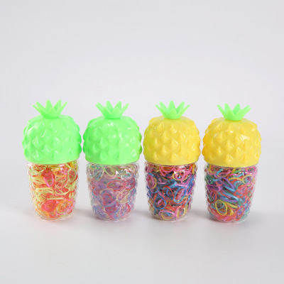 Japan and South Korea Cute Small Pineapple Bottle Rubber Band Hair Rope Girls Do Not Hurt Hair Disposable Rubber Band Fruit Children Color Hair Band