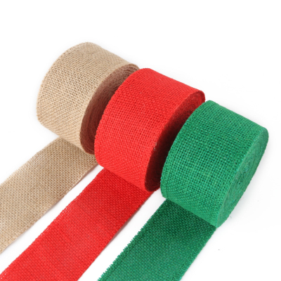 Handmade Christmas Decoration Colorful Burlap Roll 5cm/5Y Ribbon Lace Linen Ribbon DIY