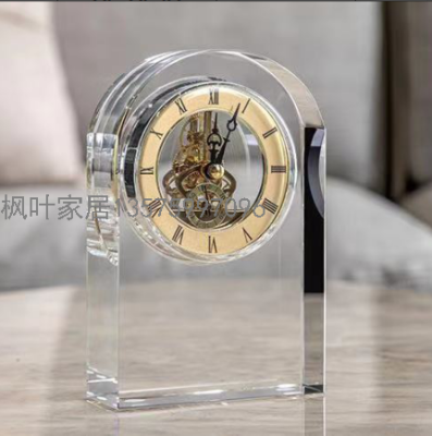 Modern Light Luxury Nordic Model House Transparent Glass Crystal Metal Clock Ornament Ornaments Pendulum Clock