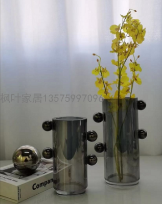 Simple Modern Model Room Soft Decoration Glass Crystal Vase Flower Arrangement Home Sales Office Decoration