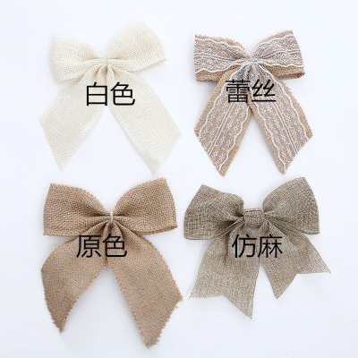 Factory Customized Party Hessian Cloth Dovetail Plaid Bow Dovetail Linen Knot