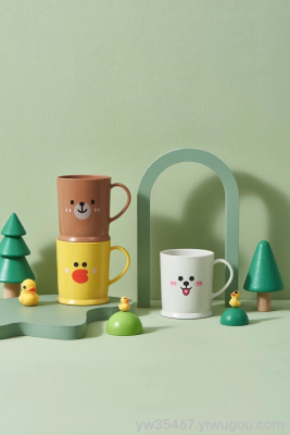 M04-7061 Cartoon Gargle Cup Household Minimalist Gargle Cup Cute Baby Drop-Resistant Creative Cartoon Plastic Cup