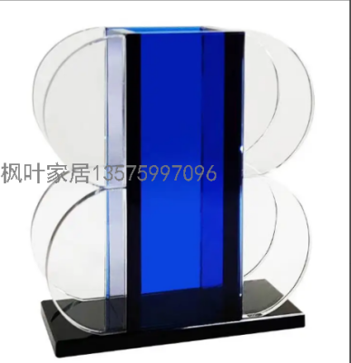 Modern Light Luxury TV Cabinet Geometric Crystal Decoration Home Living Room Coffee Table Soft Decoration Office Desk Surface Panel Decoration