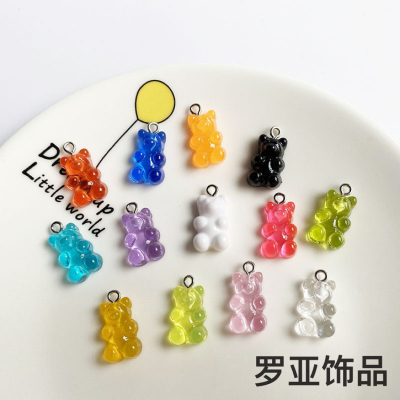 Color Simulation Jelly Color Bear Pendant Earrings Earrings Pendant