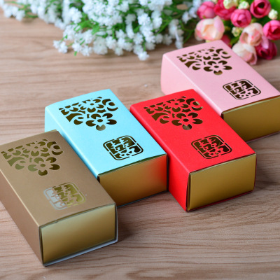 Wedding Supplies Xi Candy Box 2 Chocolate Folding Xi Candy Box Multi-Color Cutout Carvings Paper Sculpture Candy Box in Stock Wholesale