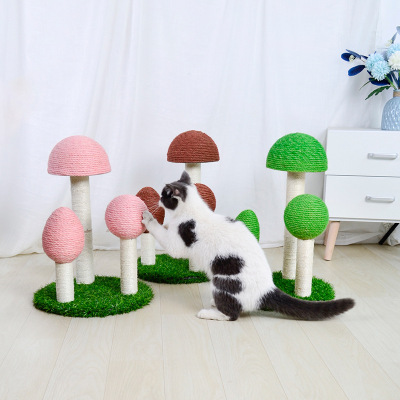 Cat Climbing Frame Tong Tianzhu Natural Flax Mushroom Scratching Pole Emulational Lawn Large Wear-Resistant Cat Toy Scratch Board