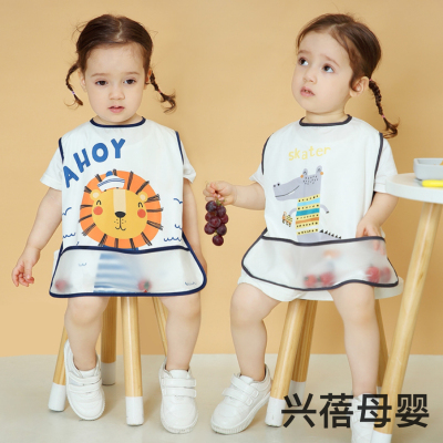 Baby Gown Summer Thin Breathable Waterproof Babies' Apron Children's Protective Clothing Bib Bib Eating Clothes