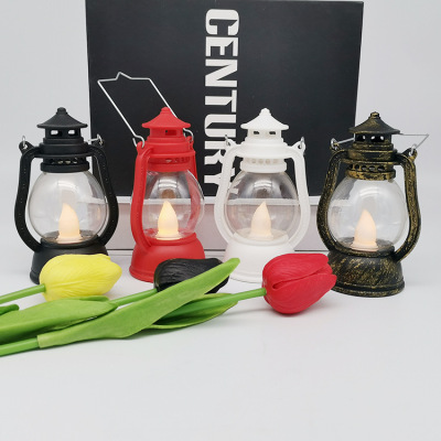 Retro Creative Barn Lantern LED Electronic Candle Light Retro Style Lamp GD Simulation Portable Kerosene Lamp Factory Wholesale 8