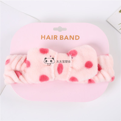 Girls' Cute Bowknot Hair Band Summer Apply a Facial Mask Elasticity for Washing Face Face Washing Hair Band Headband Hair Accessories