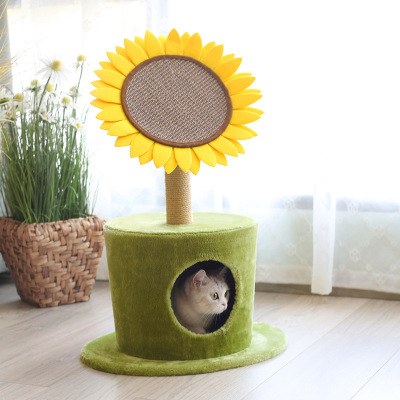 Sunflower Cat Nest Wooden Cat Climbing Frame Sisal Grinding Claw Cat Scratch Board Cat Supplies Spot New Style