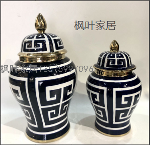 Ceramic Pot Decoration Large Antique Porcelain Temple Jar New Chinese Home Living Room and Sample Room Hallway Decorations