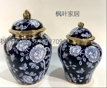 Ceramic Pot Decoration Large Antique Porcelain Temple Jar New Chinese Home Living Room and Sample Room Hallway Decorations