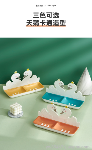 M04-8959 Little Swan Cartoon Soap Box Bathroom Wall-Mounted Soap Dish Home Bathroom Plastic Soap Box