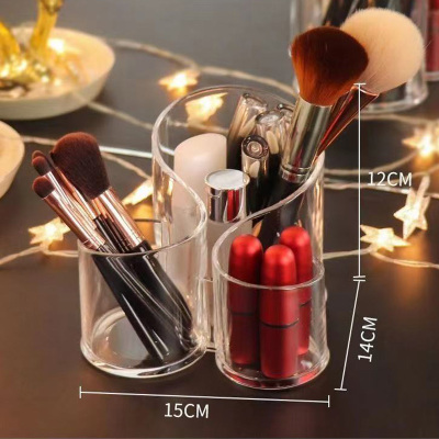 Transparent Desktop Makeup Brush Comb Lipstick Eyeliner Makeup Eyebrow Pencil Makeup Brush Storage Box Barrel Box