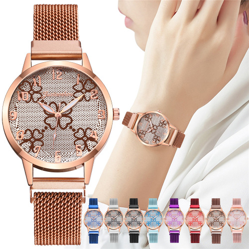 douyin online influencer fashion four-leaf clover women‘s watch wholesale four-leaf clover digital dial women‘s fashion watch