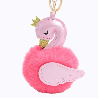 Koorol Little Swan Fur Ball Keychain Crane Machine Swan Doll Pendant Cars and Bags Keychain Pendant