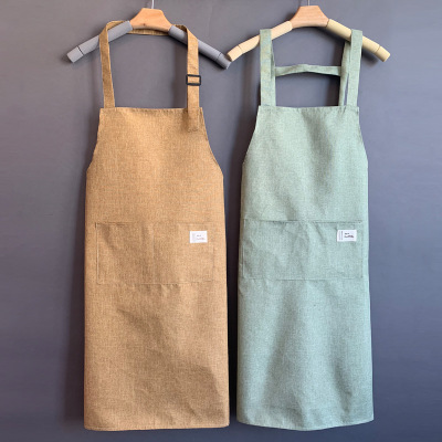 Household Kitchen Waterproof and Oilproof Apron Women's Simple Cute Japanese Style Sleeveless Cooking Smock Protection Cloth Apron Customization