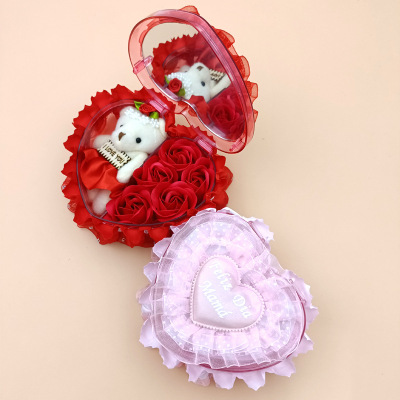 Mother Plot Gift Box Plastic Box Love Heart-Shaped Feliz Dia Mama Rose Bear Doll Gift Wholesale