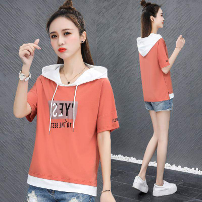 Women's Short-Sleeved T-shirt New Korean Style Assorted Colors False-Two-Piece Slimming and Fashionable Top Fashion