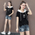 2021new Korean Style Fashion Casual Hooded Sweater Women's Loose Slimming Short Sleeve Thin T-shirt Women's Top Clothes