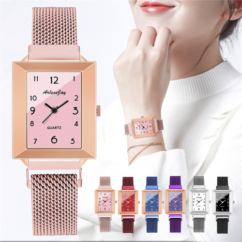 TikTok Net Red Digital Square Plate Women‘s Quartz Watch Fashion Student Milan Belt Women‘s Watch Factory Direct Supply