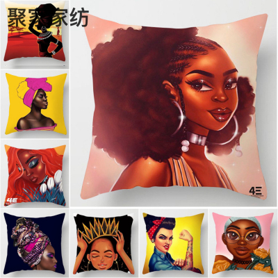 African Women Pillow Cover 2021 New Amazon Home Cushion Cover Sofa Cushion Black Girls' Throw Pillow