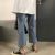 Summer Korean Style Ins Retro High Waist Straight Ripped Jeans Women 'S Loose Slimming Student Wide Leg Cropped Pants Fashion