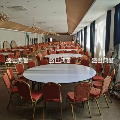Hotel Folding Dining Table and Chair Conference Center Wedding Banquet Steel Chair Foreign Trade Wedding Banquet Chair