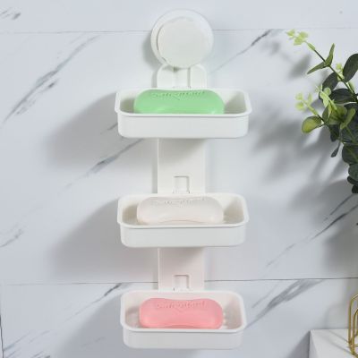 Soap Dish Multi-Layer Punch-Free Draining Seamless Multi-Functional Wall-Mounted Rotatable Bathroom Rack