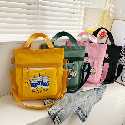 INS Canvas Bag Large Capacity Harajuku Portable Shoulder Tuition Bag Female Student Fashion Messenger Bag Backpack