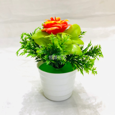 Mini Artificial Bonsai Flower Small Potted Single Rose &#127801; Factory Direct Sales Artificial Flower Plant