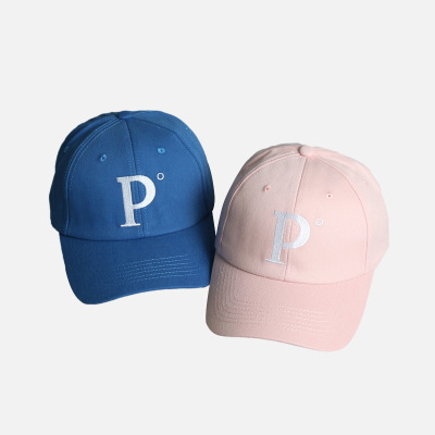 Hat P Letter Men and Women Couple Japanese Korean Style All-Matching Student Soft Peaked Cap Baseball Cap