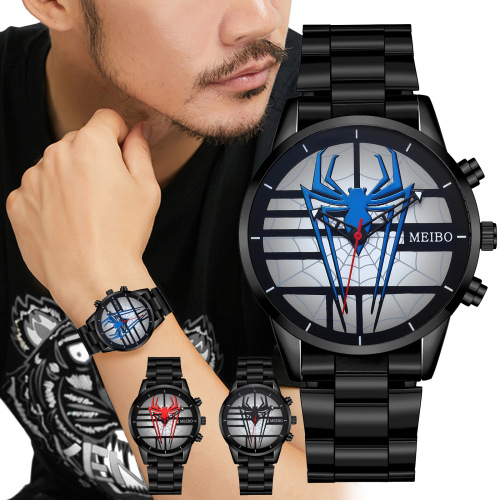 cross-border steel belt men‘s watch spider pattern cool student fashion watch men‘s quartz watch
