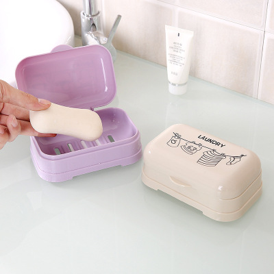 Flip Printed Soap Box Bathroom Wash Soap Dish Multi-Functional Bath Plastic Travel Draining Printing Soap Box