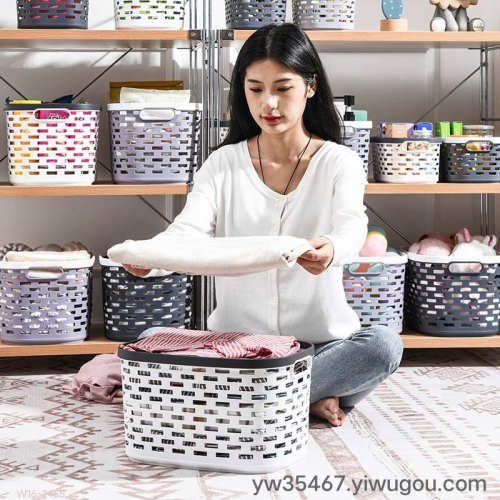 W16-2465 Pressure Ring Small Long Grid Storage Basket Pp Hollow Sundries Organizing Basket School Kindergarten Storage Basket