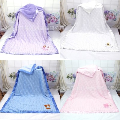 Newborn Blanket Kindergarten Cover Blanket Car Blanket Nap Blanket Embroidery Edge Pressing Foam Blanket Processing Customization