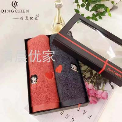 Early Morning Youjia Betty Princess Super Soft Water Absorbent Wipe Face Home Fashion Classic Adult High-End 100% Cotton Towel Gift Box