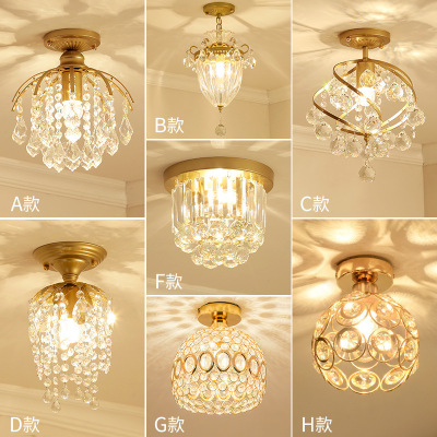 European-Style Aisle Light Corridor Hallway Creative Lighting Stairs Entrance Light Entrance Channel Small Ceiling Light Crystal Lamps