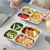 304 Stainless Steel Snack Plate Canteen Restaurant Square Deepening Thickening Compartment Lunch Box Student Canteen Lunch Plate
