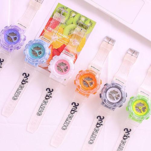 Factory Wholesale Candy Color Transparent Electronic Watch Small Fresh Male and Female Students Sports Alarm Clock Luminous Electronic Watch