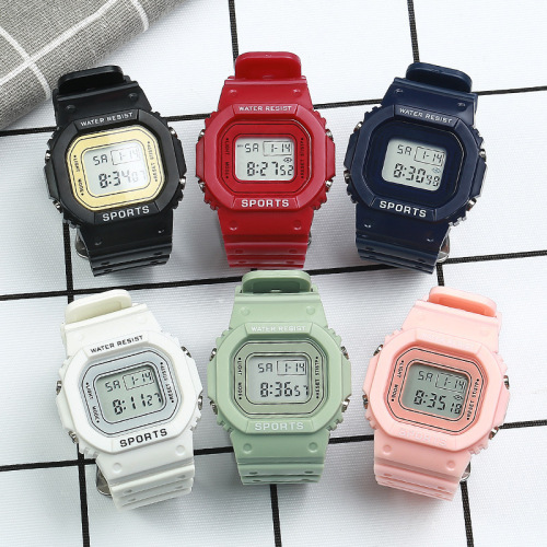 manufacturers wholesale popular sports matcha small square ins electronic watch female student waterproof led watch