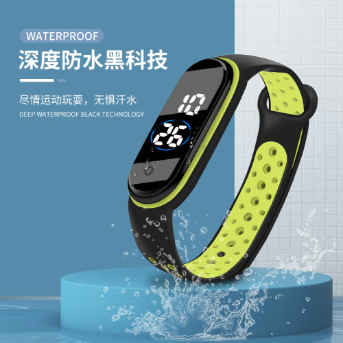 foreign trade popular led electronic watch bracelet double color band meter m4 student outdoor sports touch screen electronic watch