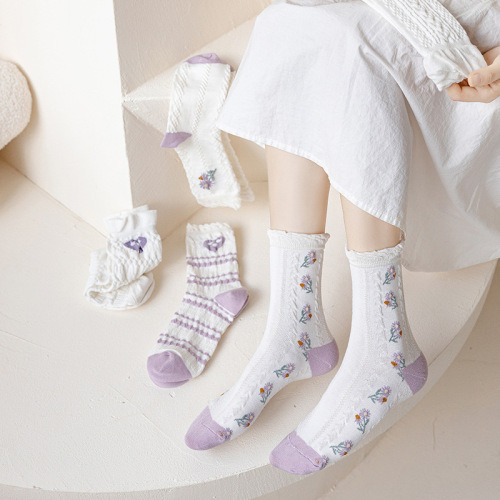 white socks women‘s cute japanese jk socks lolita lace socks ins trendy summer mid-calf socks women‘s summer thin