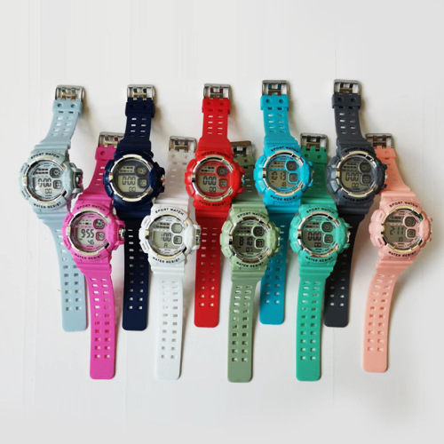 New Youth Fashion Student Sports Electronic Watch Multi-Functional Ins Style Colorful Korean Style Luminous Waterproof Customizable
