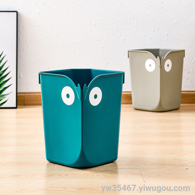 S29-331 Creative Owl Household Trash Can without Cover Kitchen Living Room Storage Wastebasket Trash Can Separation Can