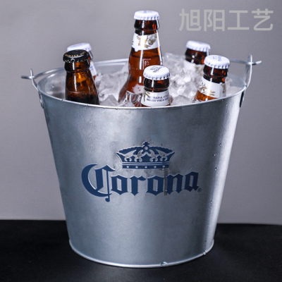 5l Ice Bucket Bar Supplies Galvanized Iron Beer Ice Bucket Customized with Bottle Opener