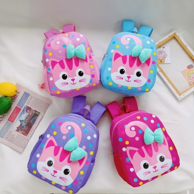 Children's Cartoon Printed Kitten Backpack 2021 New Girls Backpack Korean Fashion Kindergarten Backpack