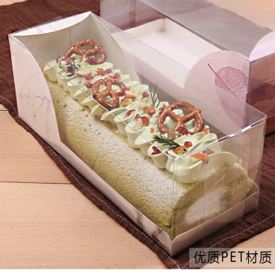 Cake Roll 27cm Transparent Rectangular Long Drawer Packaging Baking Pastry Swiss Roll to-Go Box