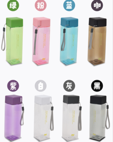 new square clear water cup portable outdoor sealed leak-proof drop-resistant plastic water cup