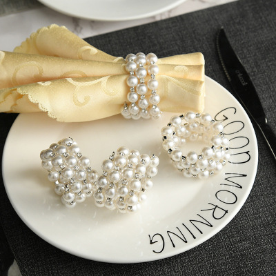 Creative Style Pearl Napkin Ring Circle Accessories European Dining Table Decoration Napkin Ring Factory Customized Wholesale